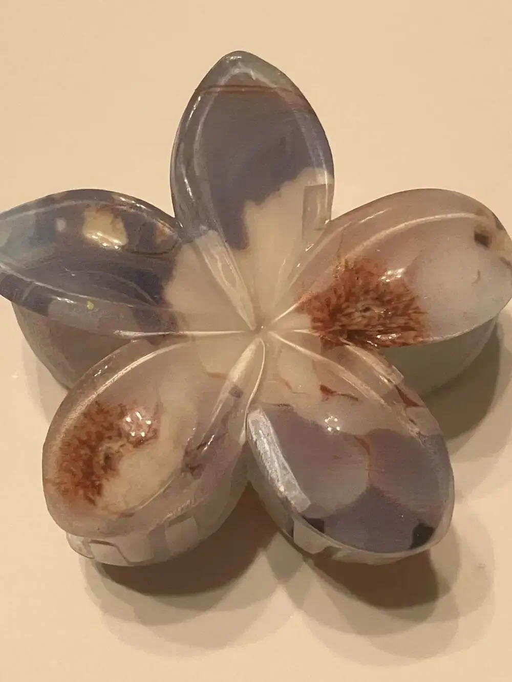 Plero Acrylic Flower Hair Claw Clip Brown and Blue